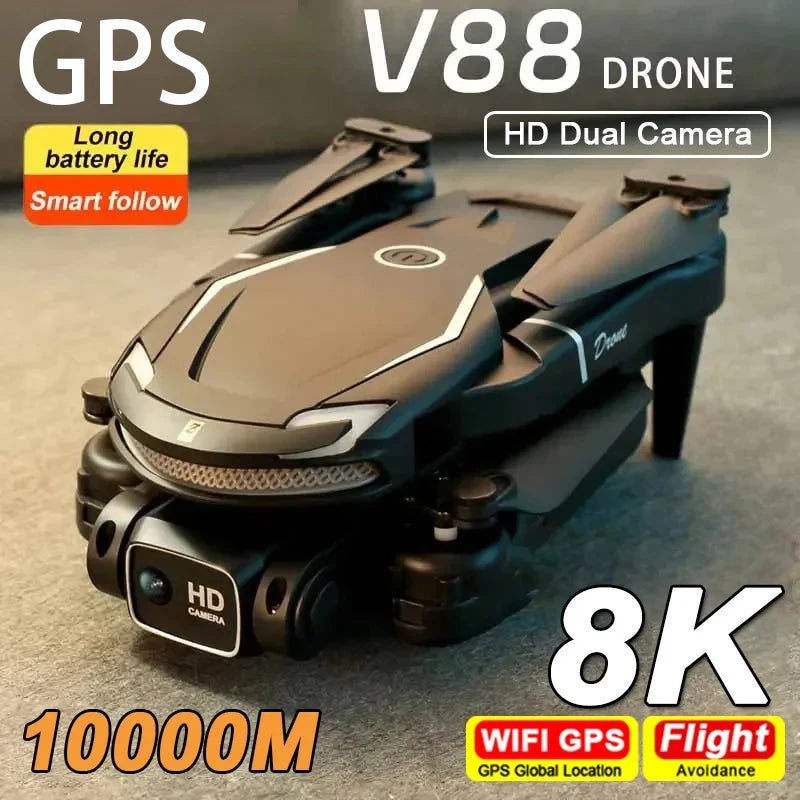 New V88 Drone 8K 5G GPS Professional HD Aerial Photography Remote Control Aircraft HD Dual Camera Quadcopter Toy UAV